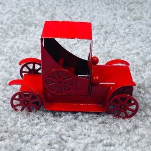 Miniature Collectible Old Timey Car Truck Red Metal Display Piece Accessory